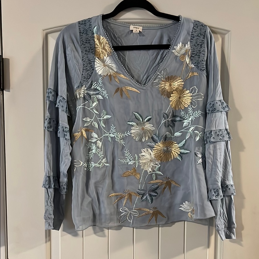 NWOT Tiny (sold at Anthropologie) Frances Embroidered V-Neck Long Sleeve